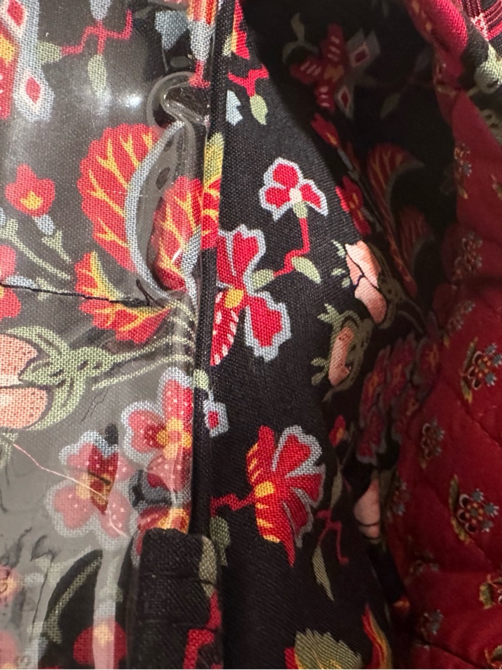 Vintage Vera Bradley Anastasia Floral Crossbody Black Red Roses Wallet Mini Bag - Picture 8 of 16